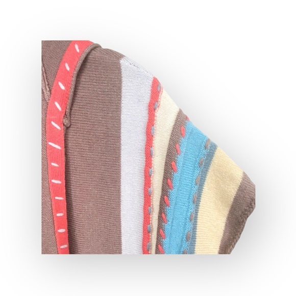 new LaRok ༄ Cashmere Waterfall Sweater Hoodie ༄ Warm Cocoa Brown Stripes ༄ L - Picture 9 of 16